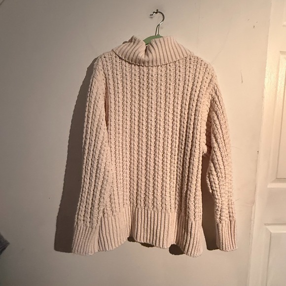 Aerie Cable Car Quarter Zip Sweater Beige Size L Oversized Cozy  Preppy NWT - Picture 7 of 7